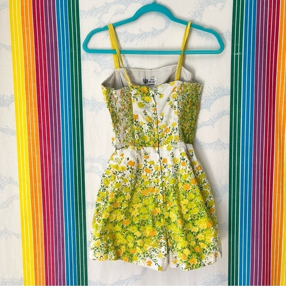 VINTAGE mcm 60s 70s floral playsuit extra small small green yellow orange - Picture 8 of 10